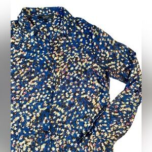 Jessica Simpson Button Up Duster Beach Pool Cover Up - Womens Small Blue Stars